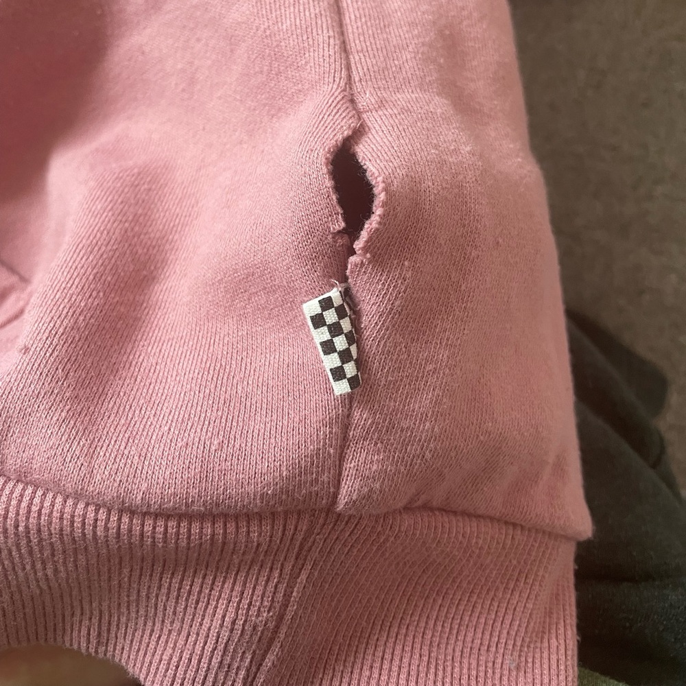Vans Pink Cropped Drawstring Hooded Sweatshirt - Picture 2 of 5